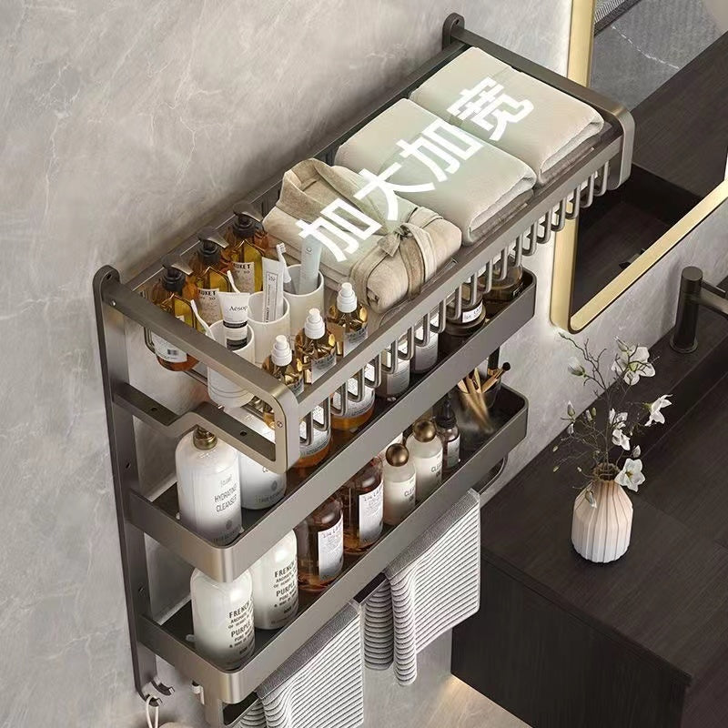 Bathroom Integrated Storage Rack Towel Rack Wall-Mounted Punch-Free Wall Bathroom Toilet Storage Washstand