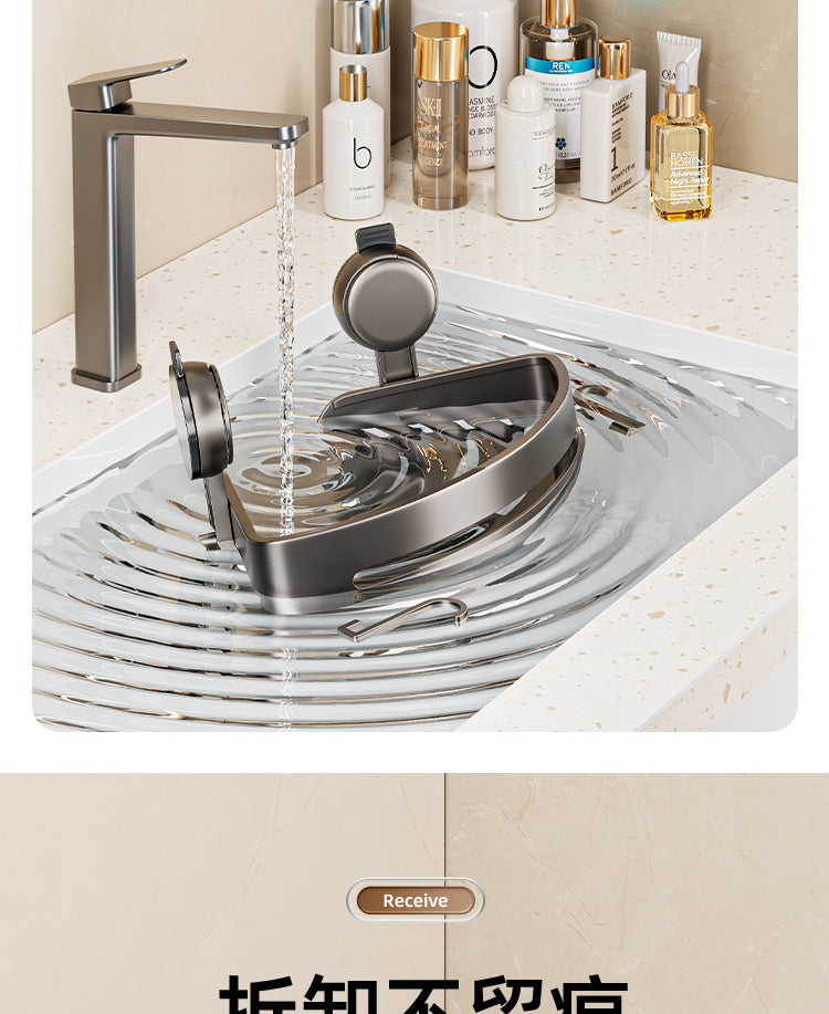 Wall-Mounted Wash Basin Toilet Triangle Basket Shelf Suction Cup