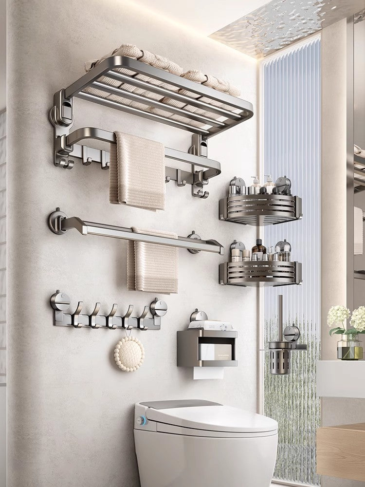 Drill-Free Shelf Bathroom Toilet Storage Hook Sucker