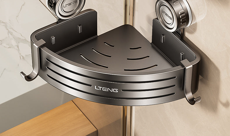 Punch-Free Bathroom Rack Bathroom Suction Cup Triangle Basket Wall Mount Bathroom Sink Corner Storage Rack