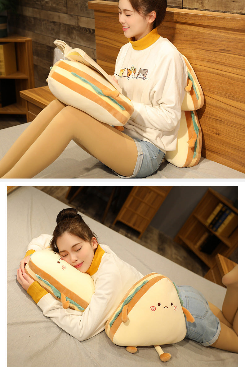 Cartoon Sandwich Pillow Bread Creative Food Nap Pillow Stylish Snack Rag Doll Cute Plush Doll