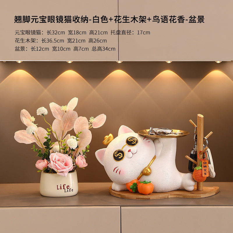 Key Storage Entrance Tray Housewarming Fortune Cat