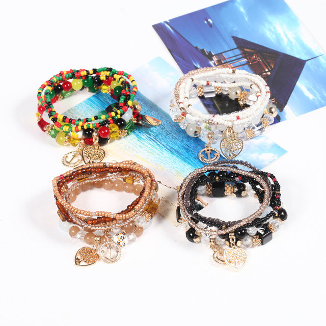 European and American-Style Women's Glasses Multi-Layer Seaside Photograph Handmade Beads