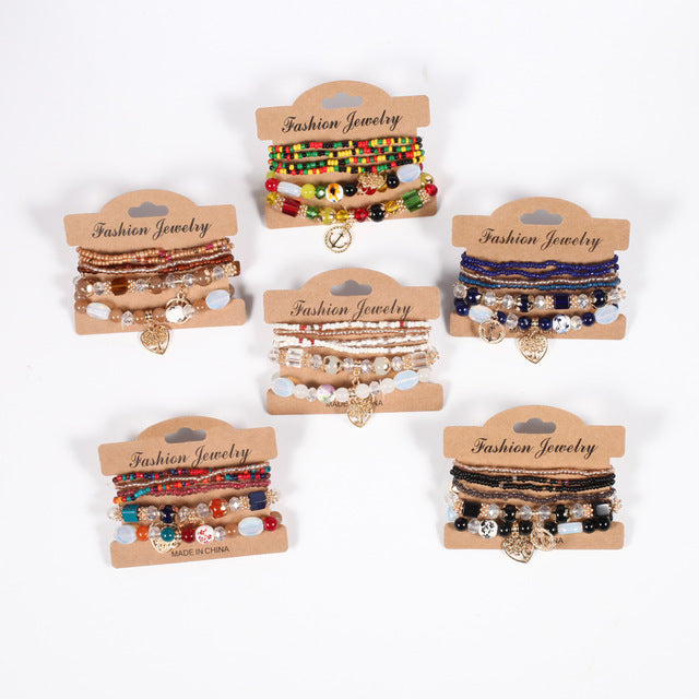 European and American-Style Women's Glasses Multi-Layer Seaside Photograph Handmade Beads