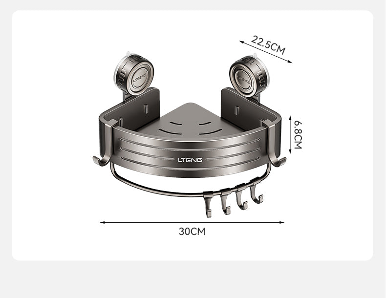 Punch-Free Bathroom Rack Bathroom Suction Cup Triangle Basket Wall Mount Bathroom Sink Corner Storage Rack