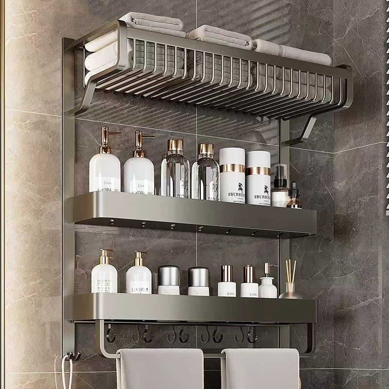 Bathroom Integrated Storage Rack Towel Rack Wall-Mounted Punch-Free Wall Bathroom Toilet Storage Washstand