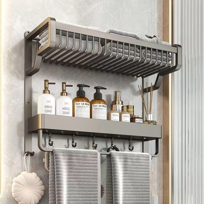 Bathroom Integrated Storage Rack Towel Rack Wall-Mounted Punch-Free Wall Bathroom Toilet Storage Washstand