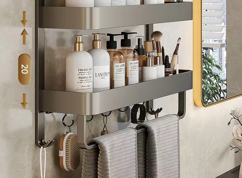 Bathroom Integrated Storage Rack Towel Rack Wall-Mounted Punch-Free Wall Bathroom Toilet Storage Washstand