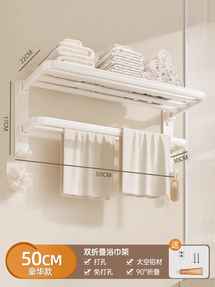 White Bathroom Wall-Mounted Toilet Towel Rack