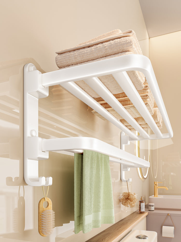 White Bathroom Wall-Mounted Toilet Towel Rack