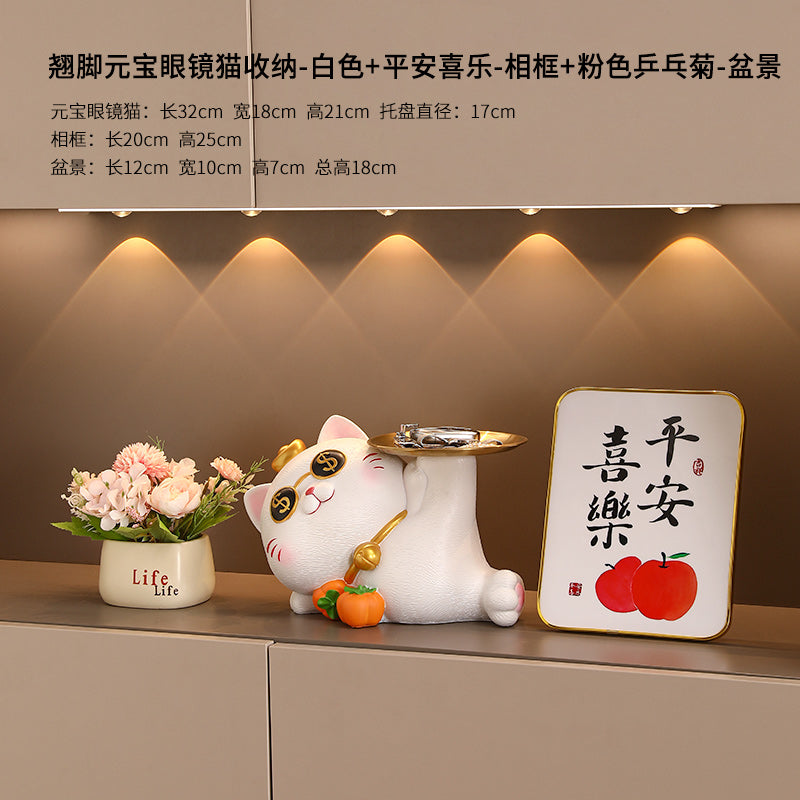 Key Storage Entrance Tray Housewarming Fortune Cat