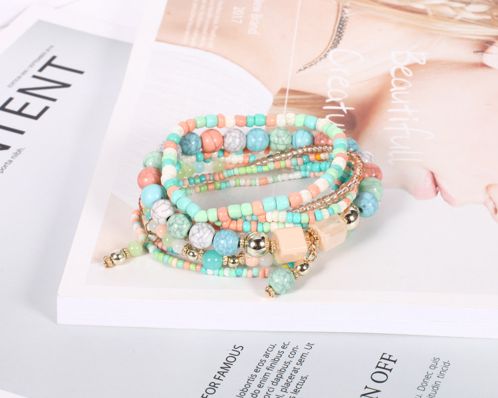 European and American-Style Women's Glasses Multi-Layer Seaside Photograph Handmade Beads