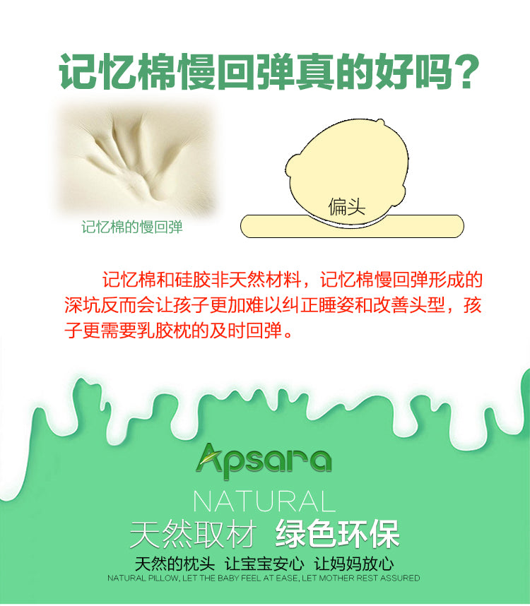 Baby Hair-Styling Latex Pillow 0-1 Years Old Four Seasons Breathable Correcting Deformational Head Thailand Latex Newborn Baby Pillow