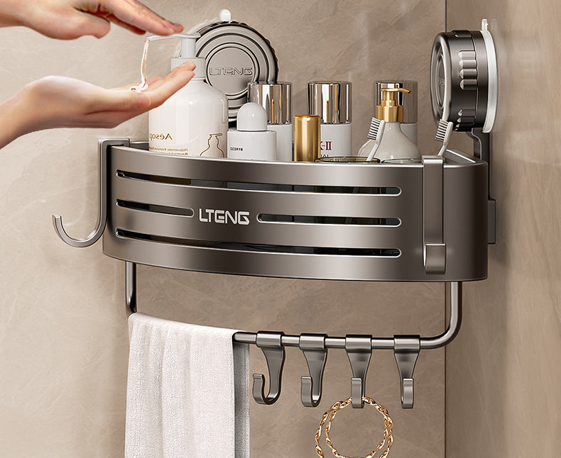 Punch-Free Bathroom Rack Bathroom Suction Cup Triangle Basket Wall Mount Bathroom Sink Corner Storage Rack