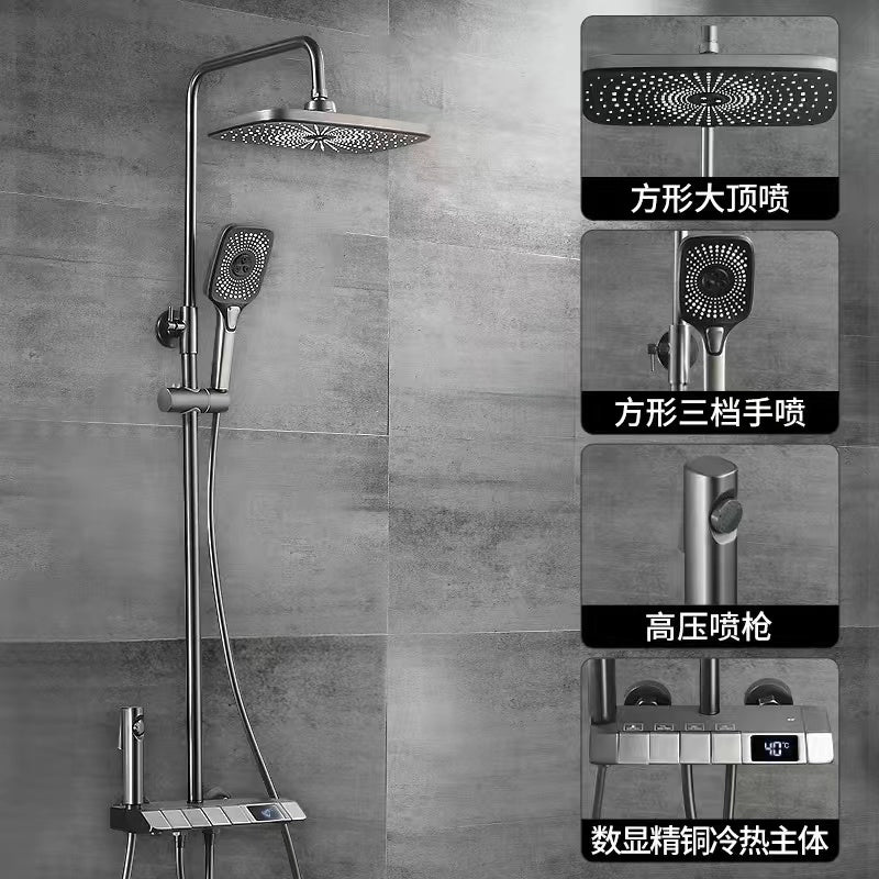 Copper Constant Temperature Black For Home Supercharged Shower Head