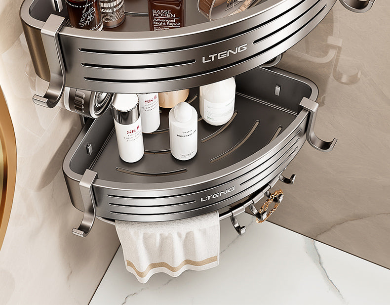 Punch-Free Bathroom Rack Bathroom Suction Cup Triangle Basket Wall Mount Bathroom Sink Corner Storage Rack