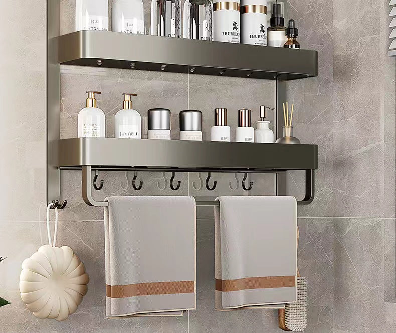 Bathroom Integrated Storage Rack Towel Rack Wall-Mounted Punch-Free Wall Bathroom Toilet Storage Washstand