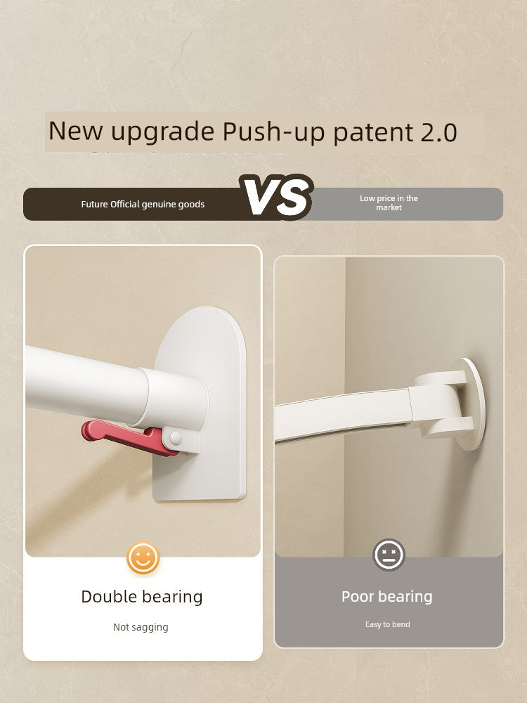 Waterproof Partition Foldable Curved Rod Dry Wet Separation Shower Curtain