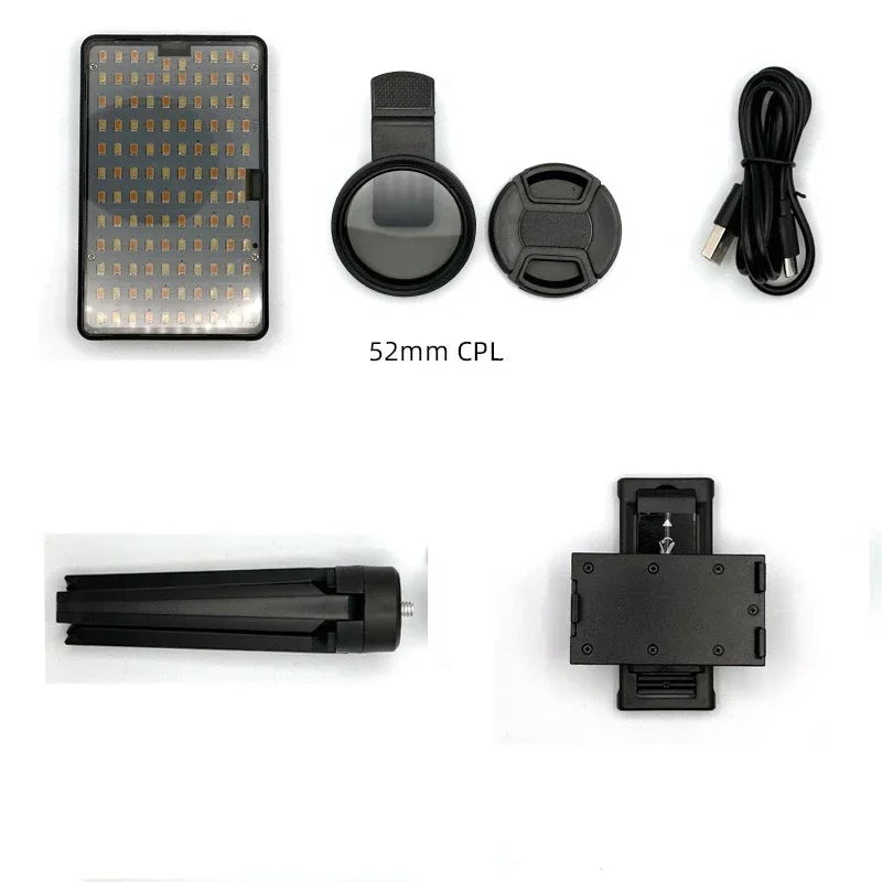 120 LED Reduce Reflected Fill Light Of Tattoos With 52mm Cpl For Cellphone Lens Circular Polarizing Filter Compatible Any Phone