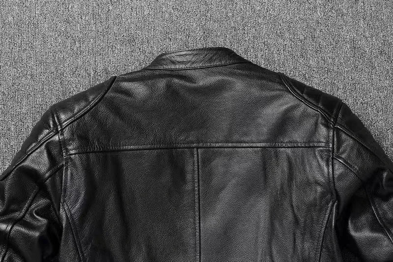 Vintage Black Brown Real Cowhide Genuine Leather Jacket Real Fur Men's Leather Jacket Bomber Men Leather Jacket Motorcycle Coat