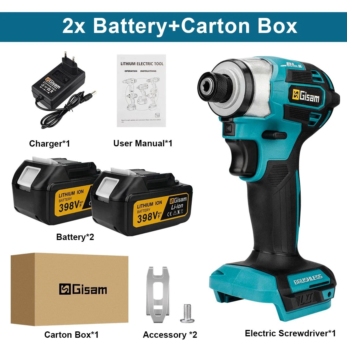 688N.m 8-Speed 1/4'' Brushless Electric Screwdriver Cordless Screwdriver Electric Drill Impact Driver Kit for Makita 18V Battery