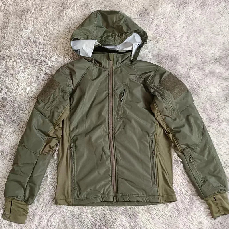 Mens CamouflageTactical Jacket Lightweight Cotton Clothes Autumn Winter Outdoor Waterproof Hooded Padded Coat Hiking Windbreaker