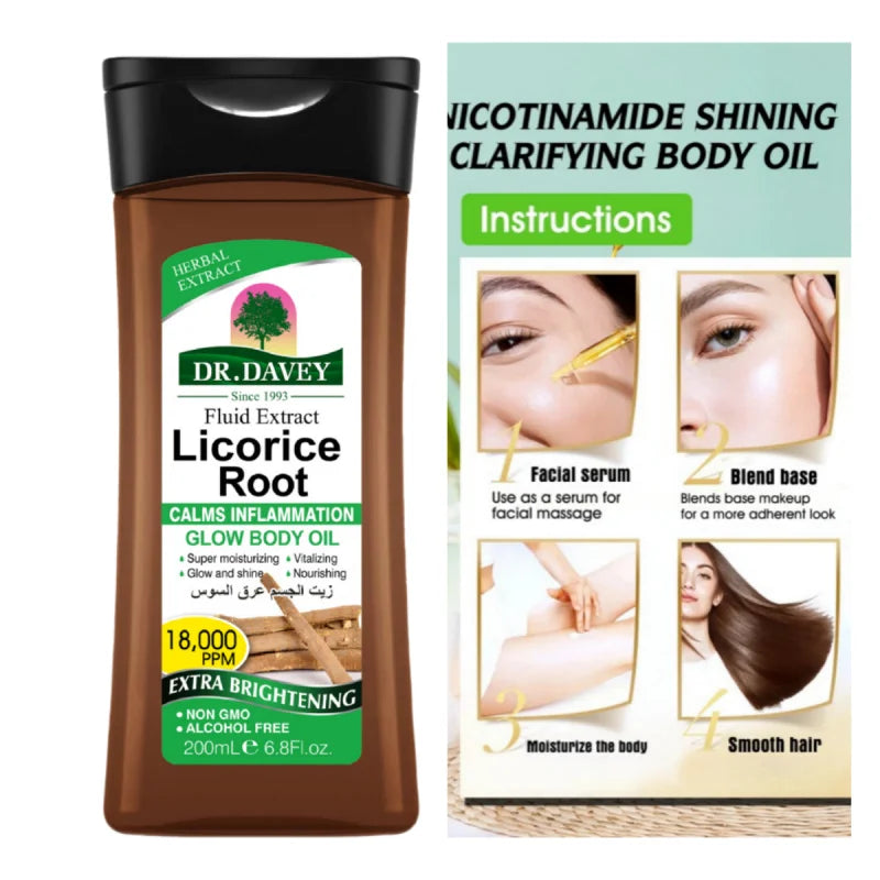 200mlLicorice Body Oil Licorice Root Glow Body OilBody Skin Care Oil Moisturizing Essential Oil Body Oil Full Body Essential Oil