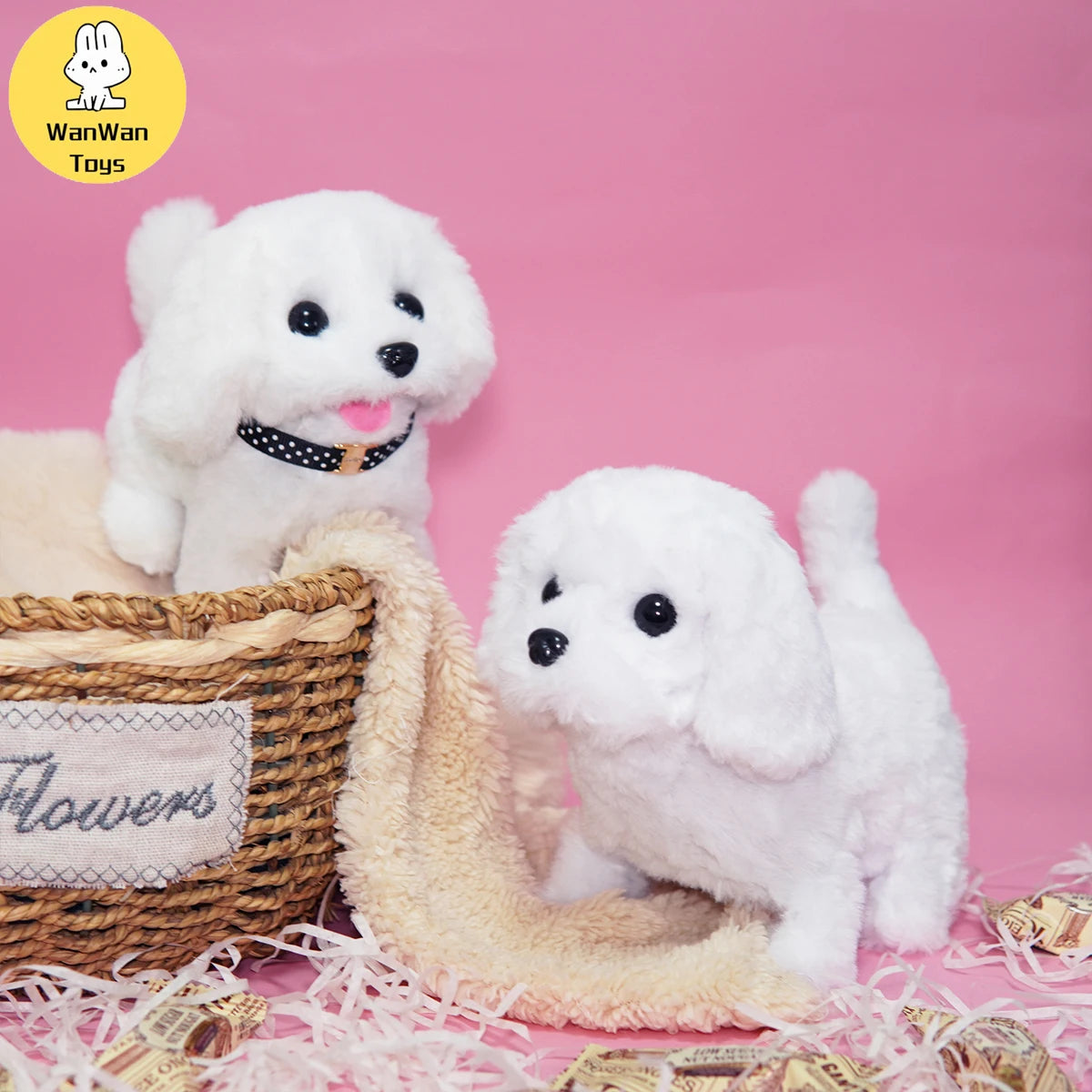 Plush Electric Puppy Simulation Pet Dog Can Walk Teddy Dog Golden Retriever Bichon Frize Dog Children Can Bark Run And Rock