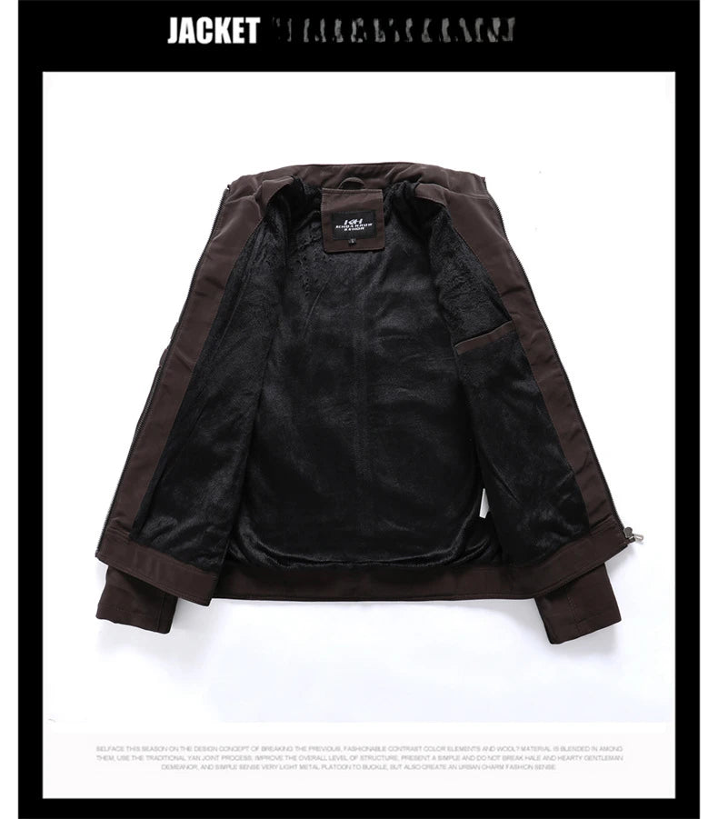 2024 New Men's Leather Washed Leather Jacket Motorcycle Plus Fleece Splicing European and American Men's Leather Coat