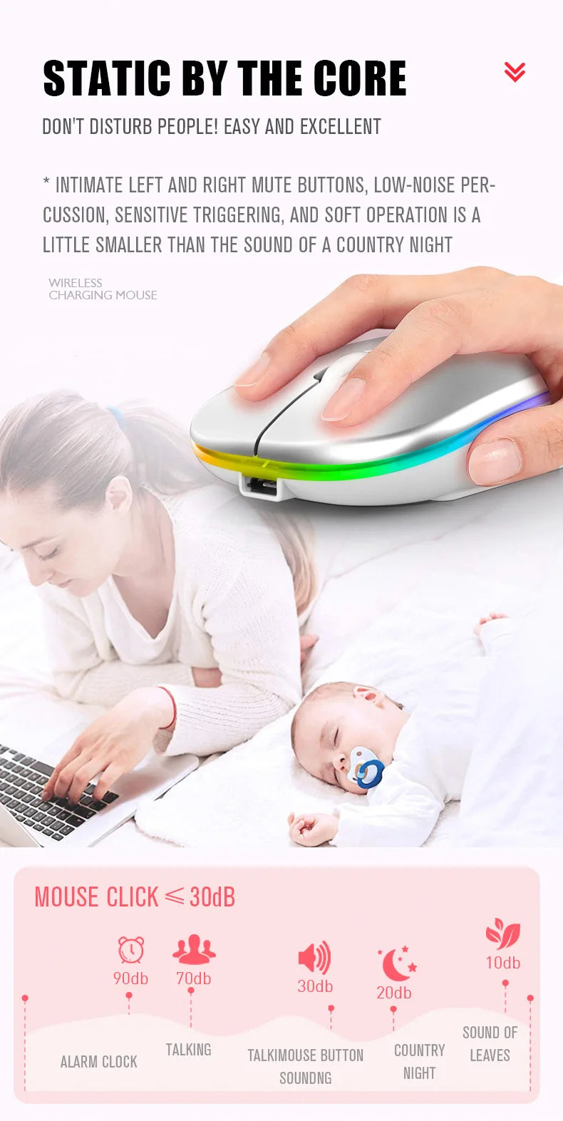 Tablet Phone Computer Bluetooth Wireless Mouse Rechargeable RGB Backlight Mice for iPad PC Laptop Tablet Phone 2.4GHz USB Mouse