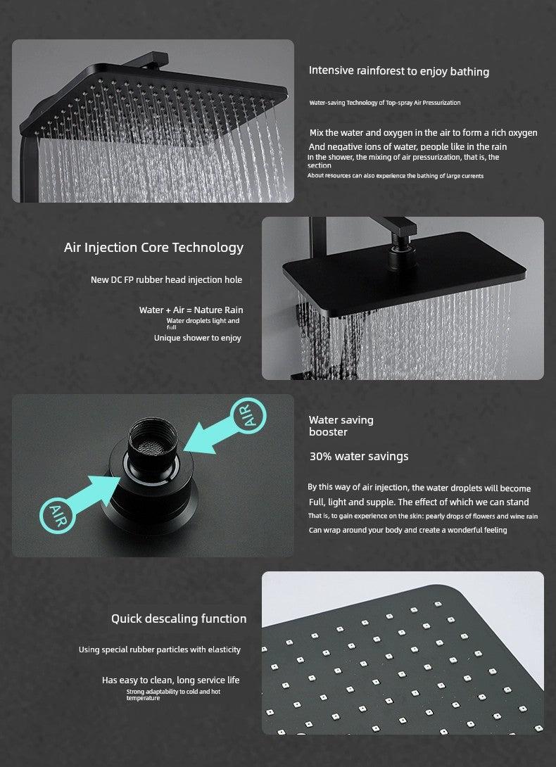 Copper Constant Temperature Black For Home Supercharged Shower Head