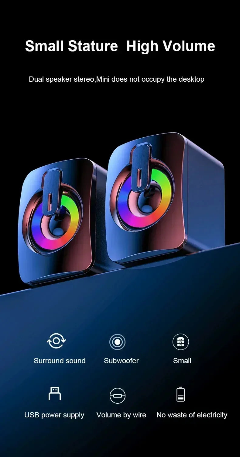 Computer Speaker Stereo Sound With Microphone 3.5mm AUX Home Office PC Speaker for Macbook Desktop Notebook Computer Loudspeaker