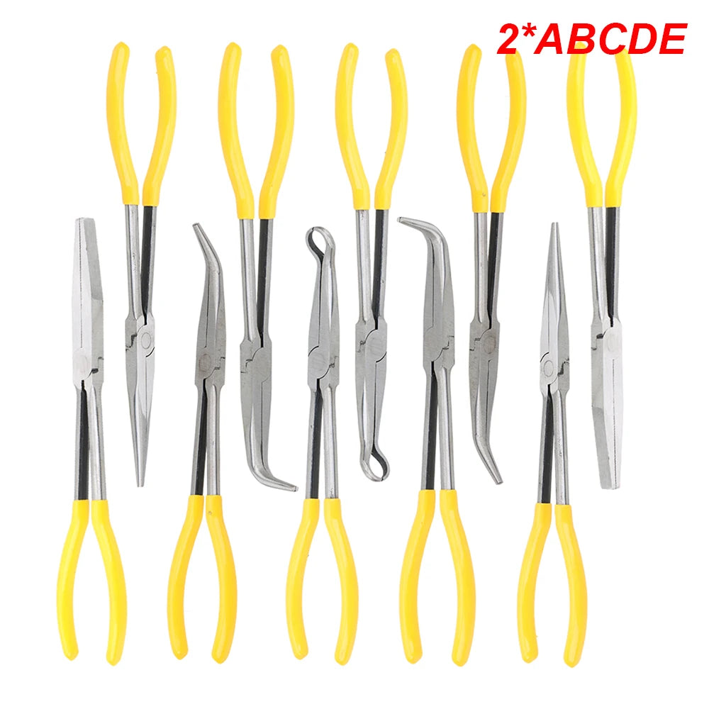 DIY Extra Long Nose Pliers Straight Bent Tip Mechanic Equipment Hand Removal Tools Spanner Clips Auto Care Kit Car Accessories