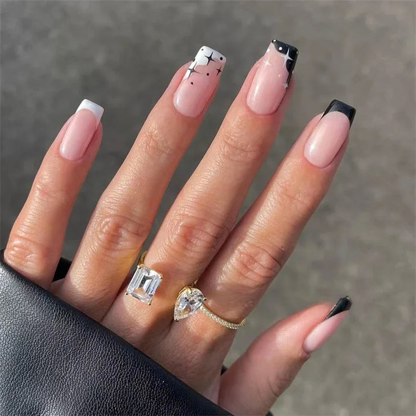 24p Artificial Acrylic Nail Art Fake Nails Full Coverage Removable Press On Nails Tip French Light Pink Heart False Nail Designs