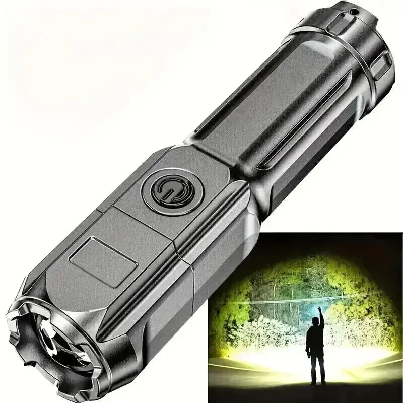 Super Bright Zoomable Flashlight LED Light USB Rechargeable Handheld Torch Waterproof 3 Modes Waterproof for Outdoor Camping