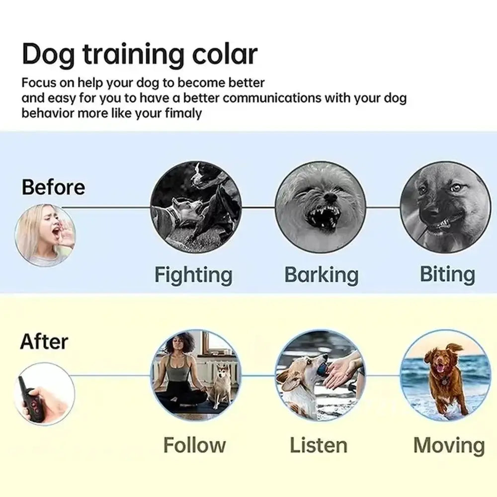 Electric Bark Training Collar, Remote Control, Anti Dog Vibration for Colar Pet Dogs, Collars Rechargeable, Waterproof, Sound,