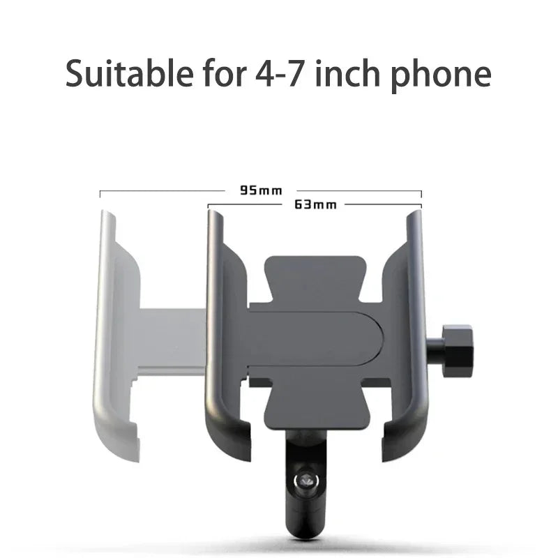 Motorcycle Bicycle Phone Holder GPS Bracket Cellphone Stand Mirror Handlebar Mount Compatible For Smartphone Between 3.0 to 6.5"