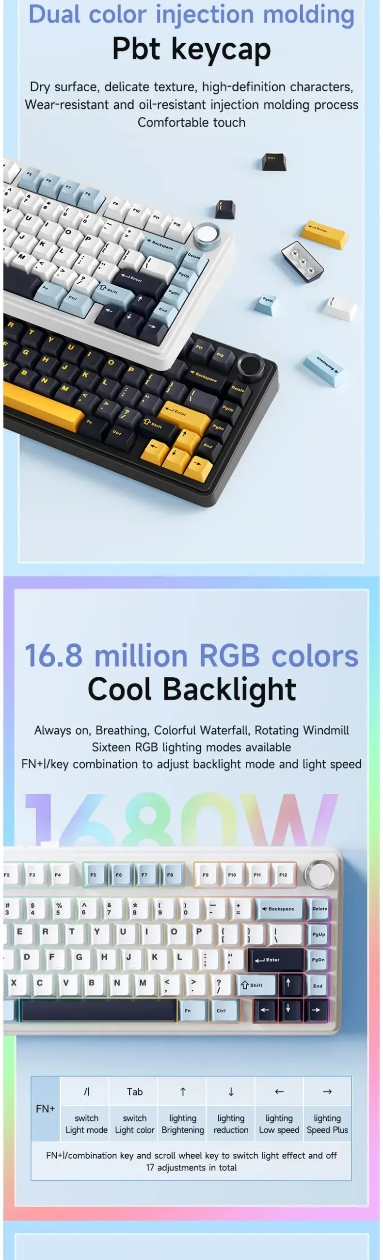 AULA F75 wireless Mechanical Keyboard,Gamer keyboard Customized Hot-Swap 75% Layout,OEM Profile Gasket Structure,Reaper Axis