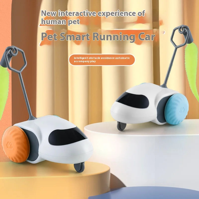 Smart Interactive Cat Toy Car Auto-Running Pet Vehicle with Obstacle Detection Durable for Indoor Cats Play
