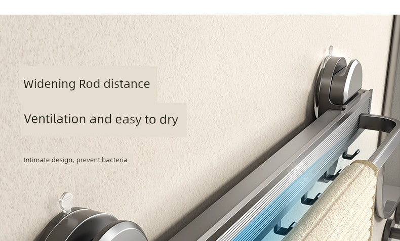 Retractable Bath Towel Rack Clothes Toilet Punch-Free Suction Cup