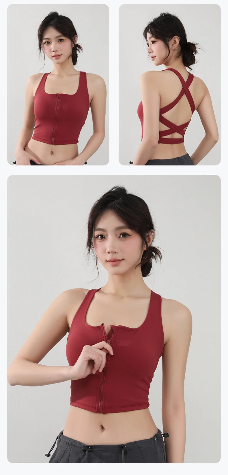 Women Fitness Underwear Yoga Bras cross Back Beauty Sports Bras Front Zippe Top Bra Sexy Breathable Underwear For Women Gym Top