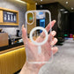 Transparent PC Phone Case For iPhone 16 15 14 13 14 11 Pro Max Plus Magsafe Magnetic Wireless Charge Cover Shockproof Bumper
