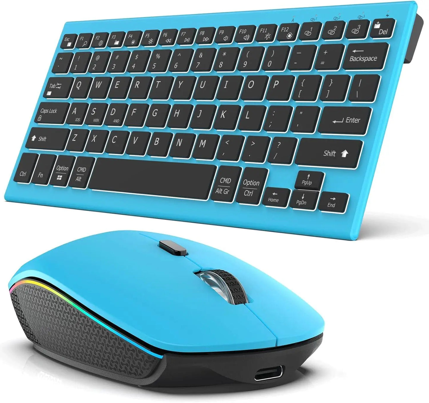 Wireless Keyboard Mouse, Ultra Slim Bluetooth 2.4G Slient Wireless Keyboard and Mouse Combo with Backlit, Multi-Device Keyboard