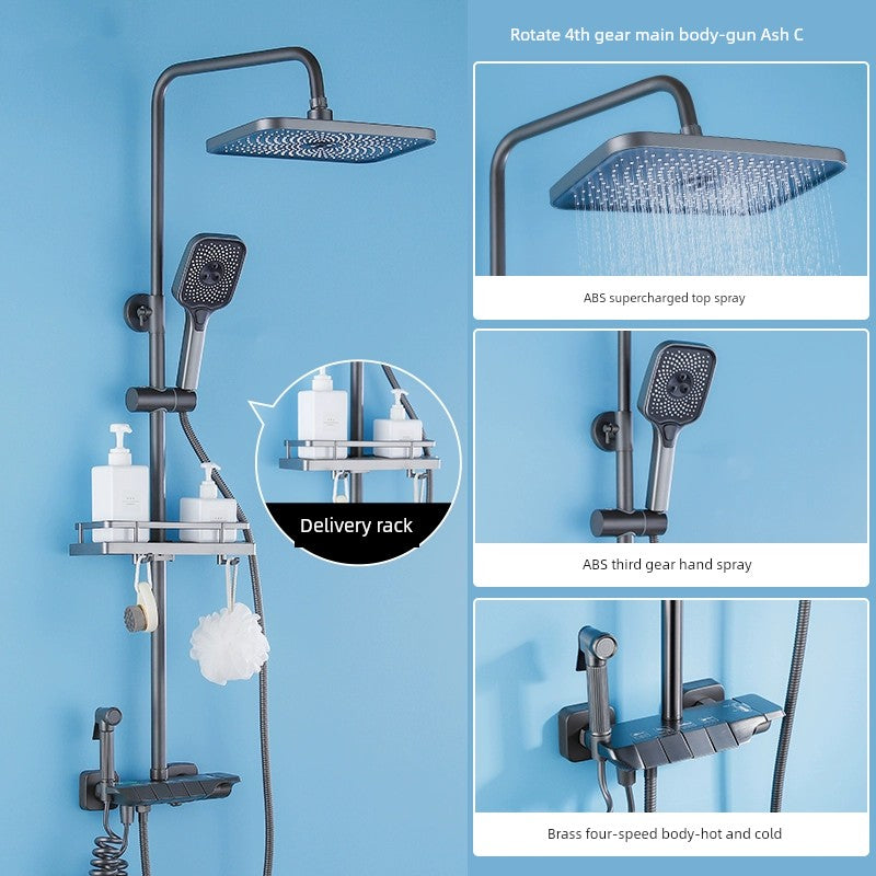 Copper Constant Temperature Black For Home Supercharged Shower Head