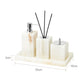 White Onyx Natural Marble Bathroom Accessories Luxury Soap Dispenser Cotton Swabs Container Reed diffuser Tray Bathroom Set