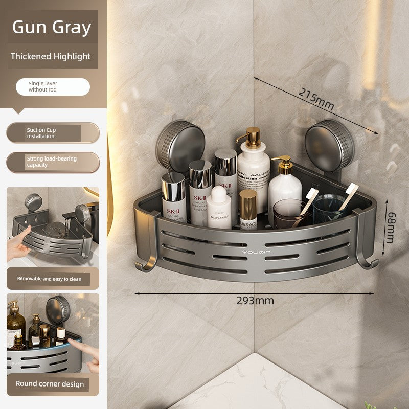 Suction Cup Punch-Free Corner Toilet Bathroom Storage Rack