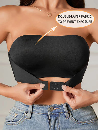 Women's Strapless No Padding Seamless Front Button Bra Comfortable Smooth Underwear