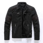 2024 New Men's Leather Washed Leather Jacket Motorcycle Plus Fleece Splicing European and American Men's Leather Coat
