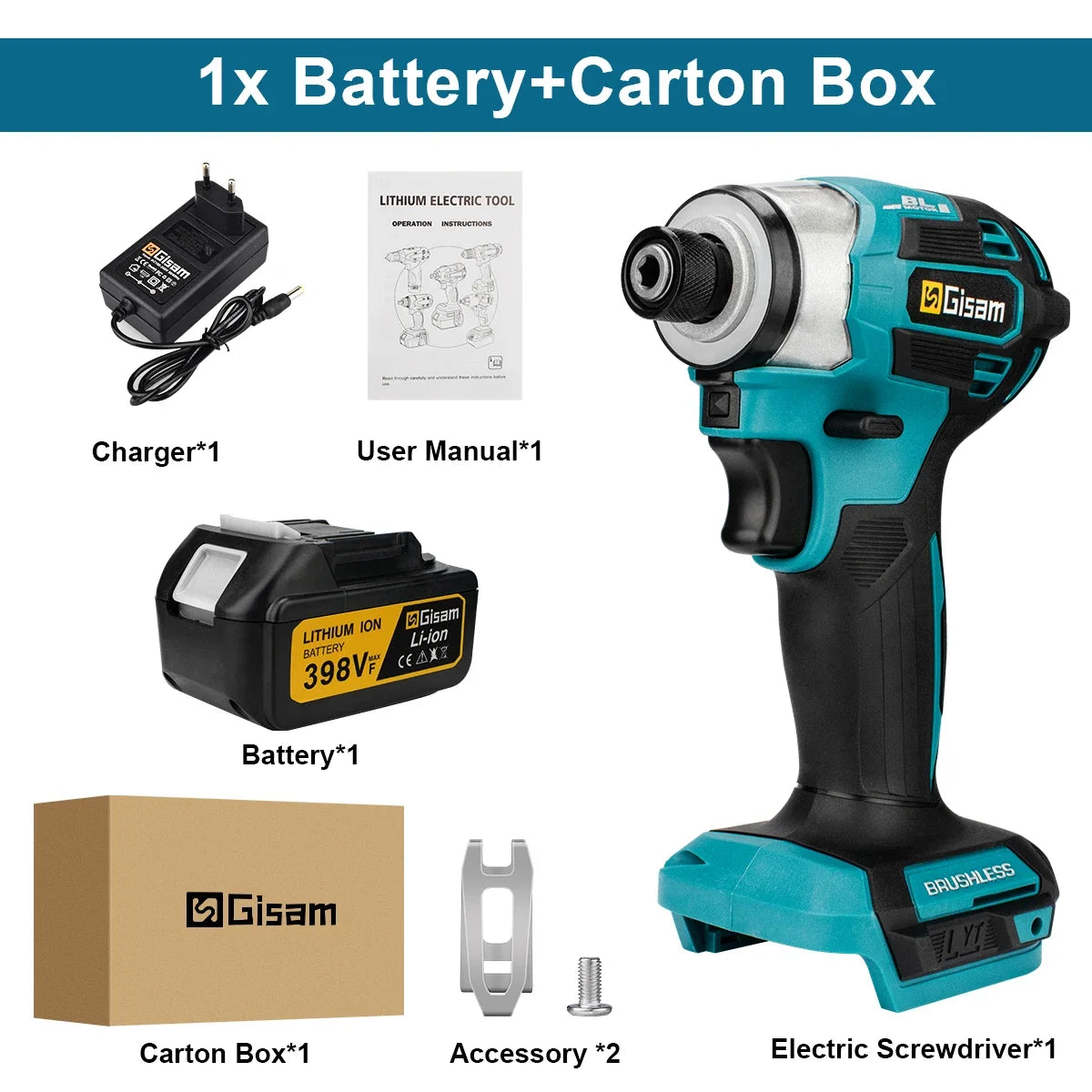 688N.m 8-Speed 1/4'' Brushless Electric Screwdriver Cordless Screwdriver Electric Drill Impact Driver Kit for Makita 18V Battery