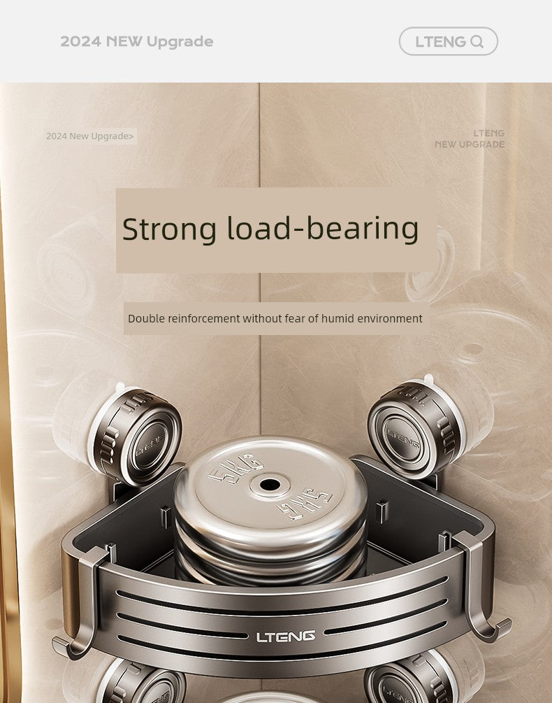 Punch-Free Bathroom Rack Bathroom Suction Cup Triangle Basket Wall Mount Bathroom Sink Corner Storage Rack